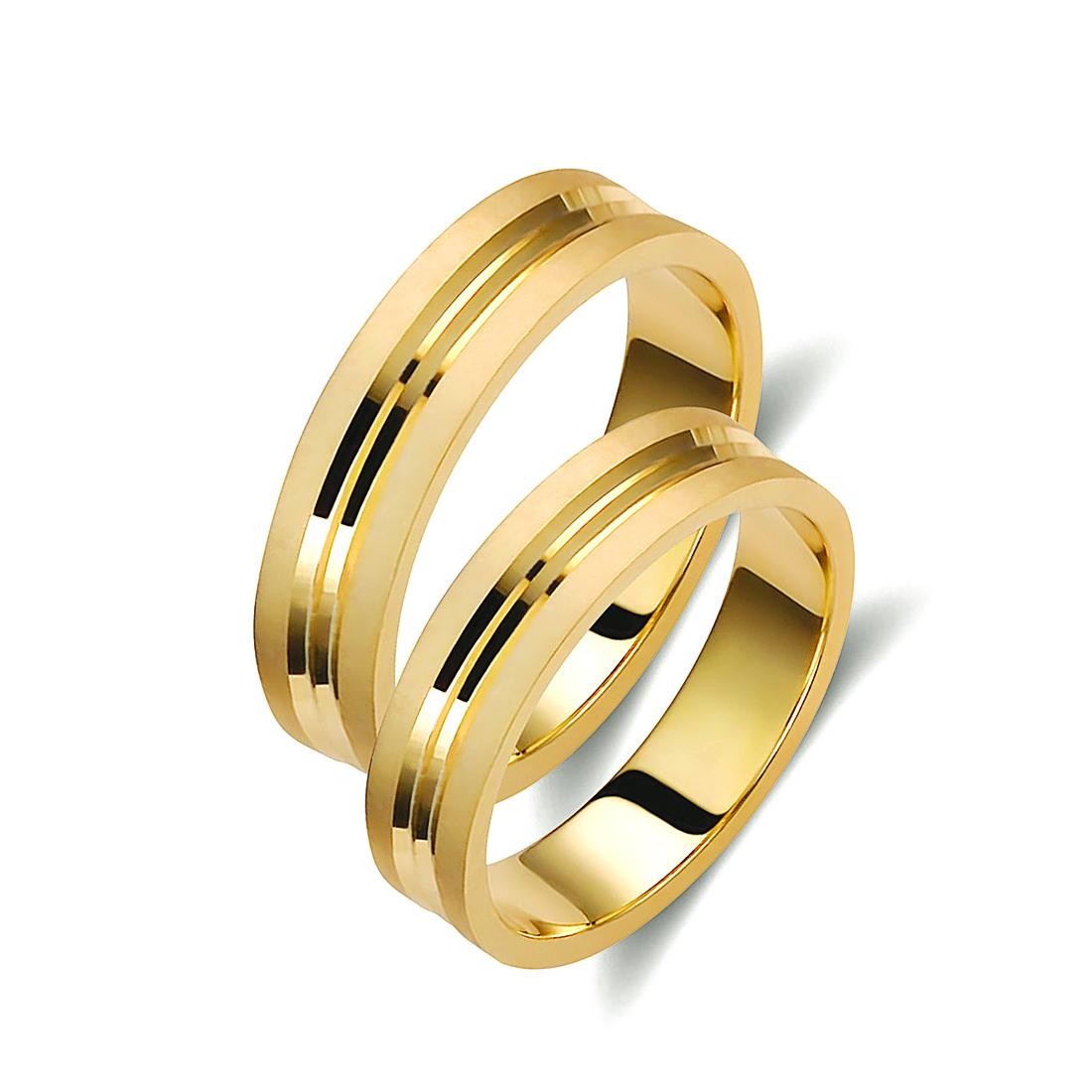 Ζευγάρι βέρες χρυσές 14 καρατίων. Σχέδιο 182c-ca