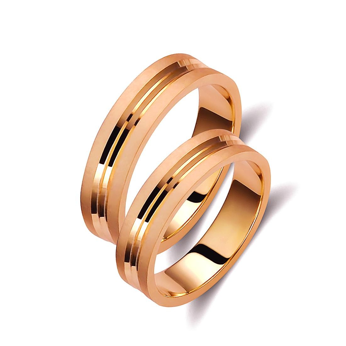 Ζευγάρι βέρες ροζ χρυσό 14 καρατίων. Σχέδιο 182p-pa