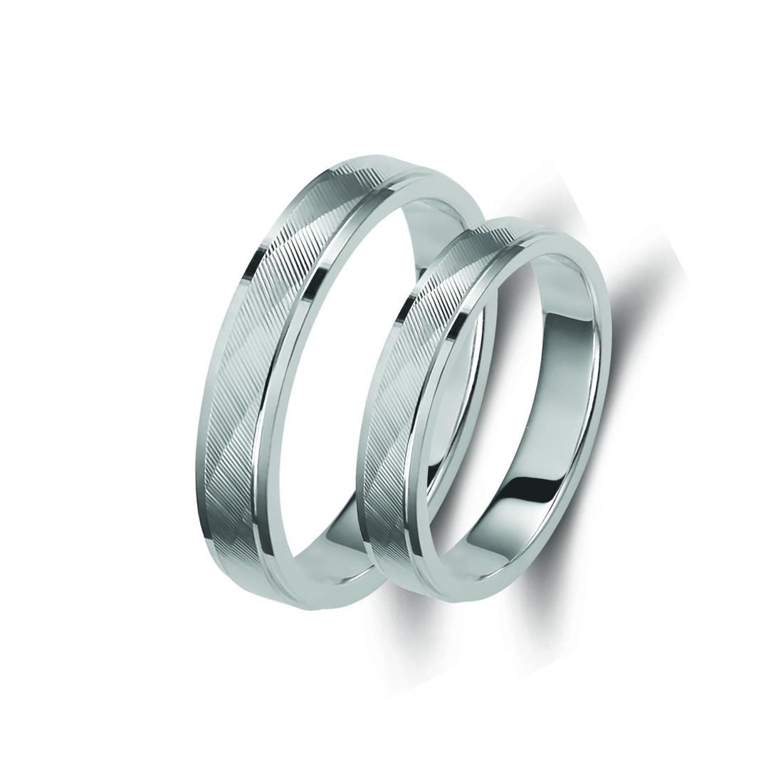 Ζευγάρι βέρες λευκόχρυσες 14 καρατίων. Σχέδιο 320b-ba 