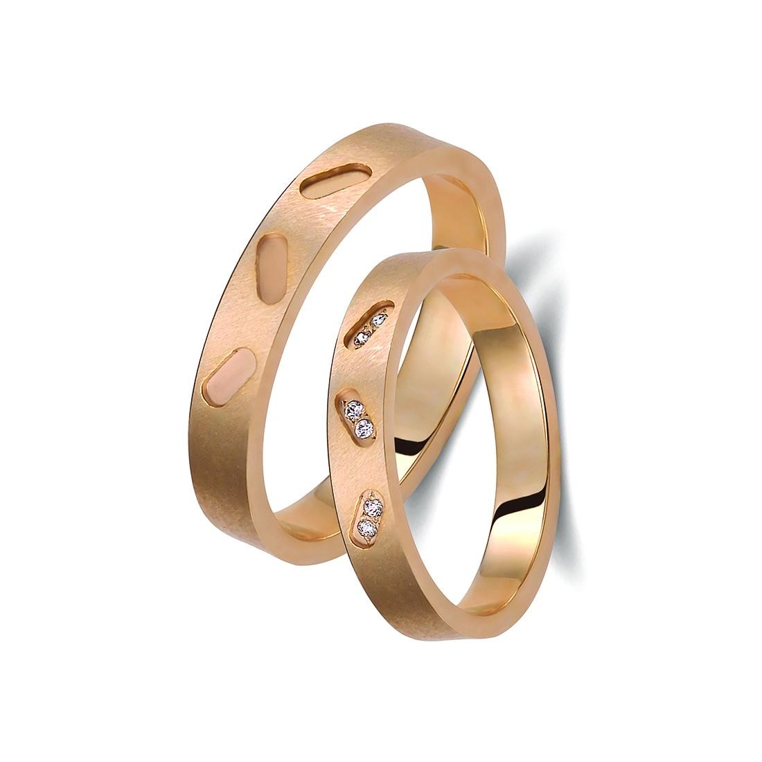 Ζευγάρι βέρες ροζ χρυσό 14 καρατίων. Σχέδιο 367p-pa 