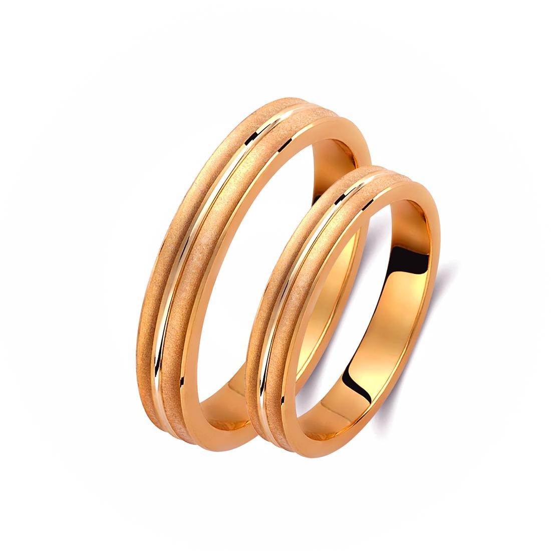 Ζευγάρι βέρες ροζ χρυσό 14 καρατίων. Σχέδιο 387p-pa