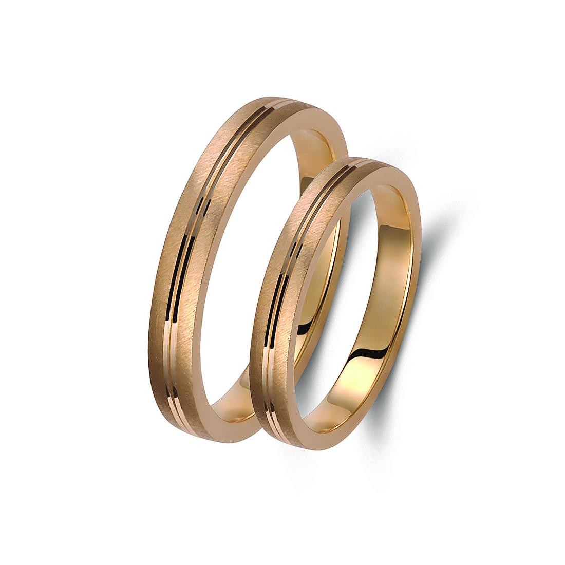 Ζευγάρι βέρες ροζ χρυσό 14 καρατίων. Σχέδιο 360p-pa 