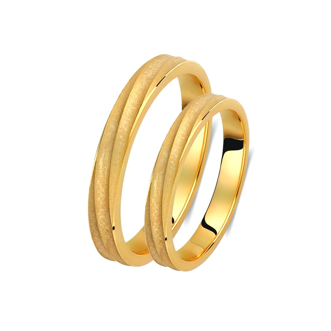 Ζευγάρι βέρες χρυσές 14 καρατίων. Σχέδιο 394c-ca