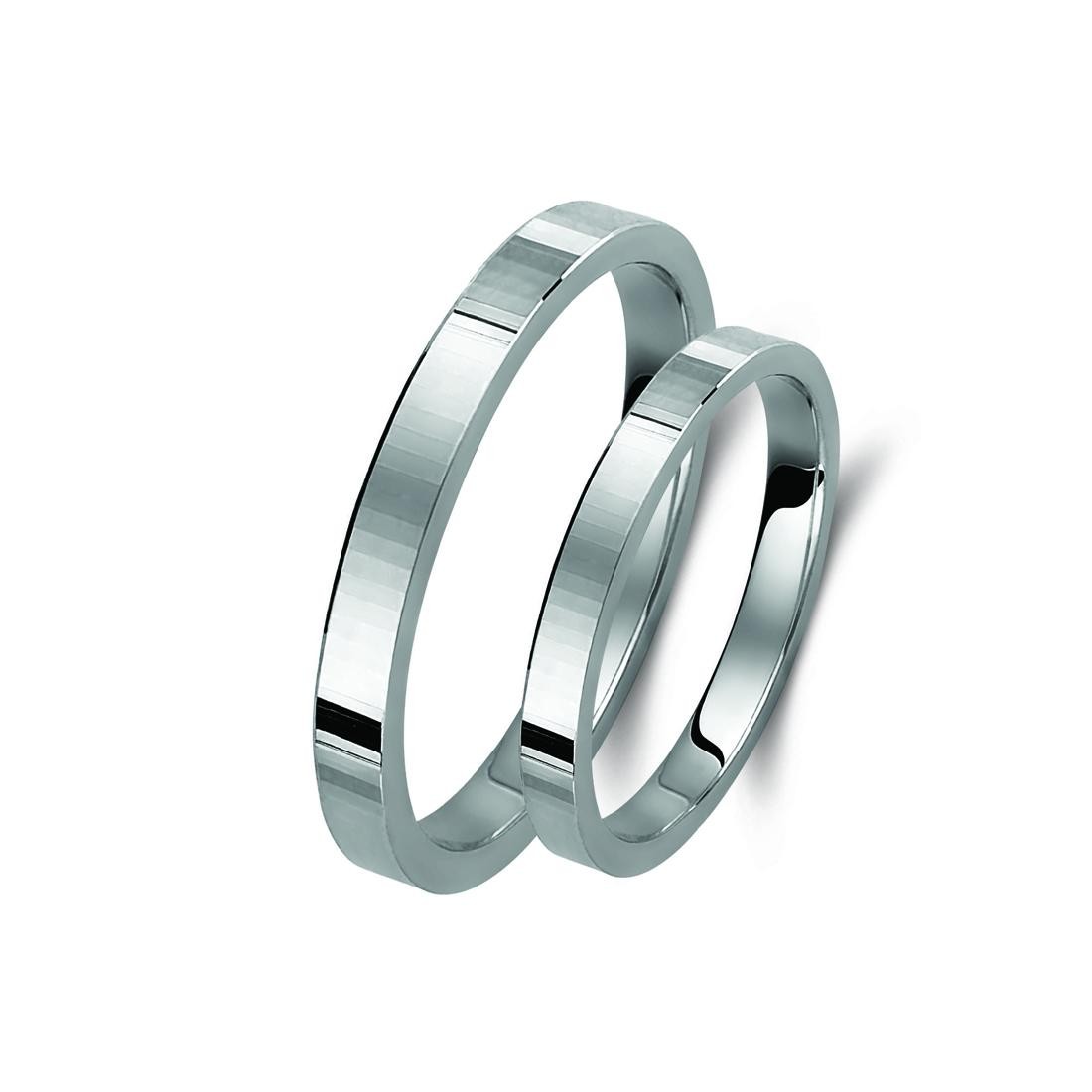 Ζευγάρι βέρες λευκόχρυσες 14 καρατίων. Σχέδιο 404b-ba 