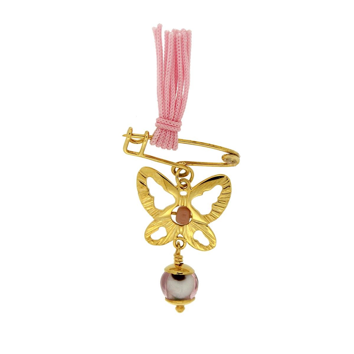 Παραμάνα χρυσή με πεταλούδα και μάτι K14