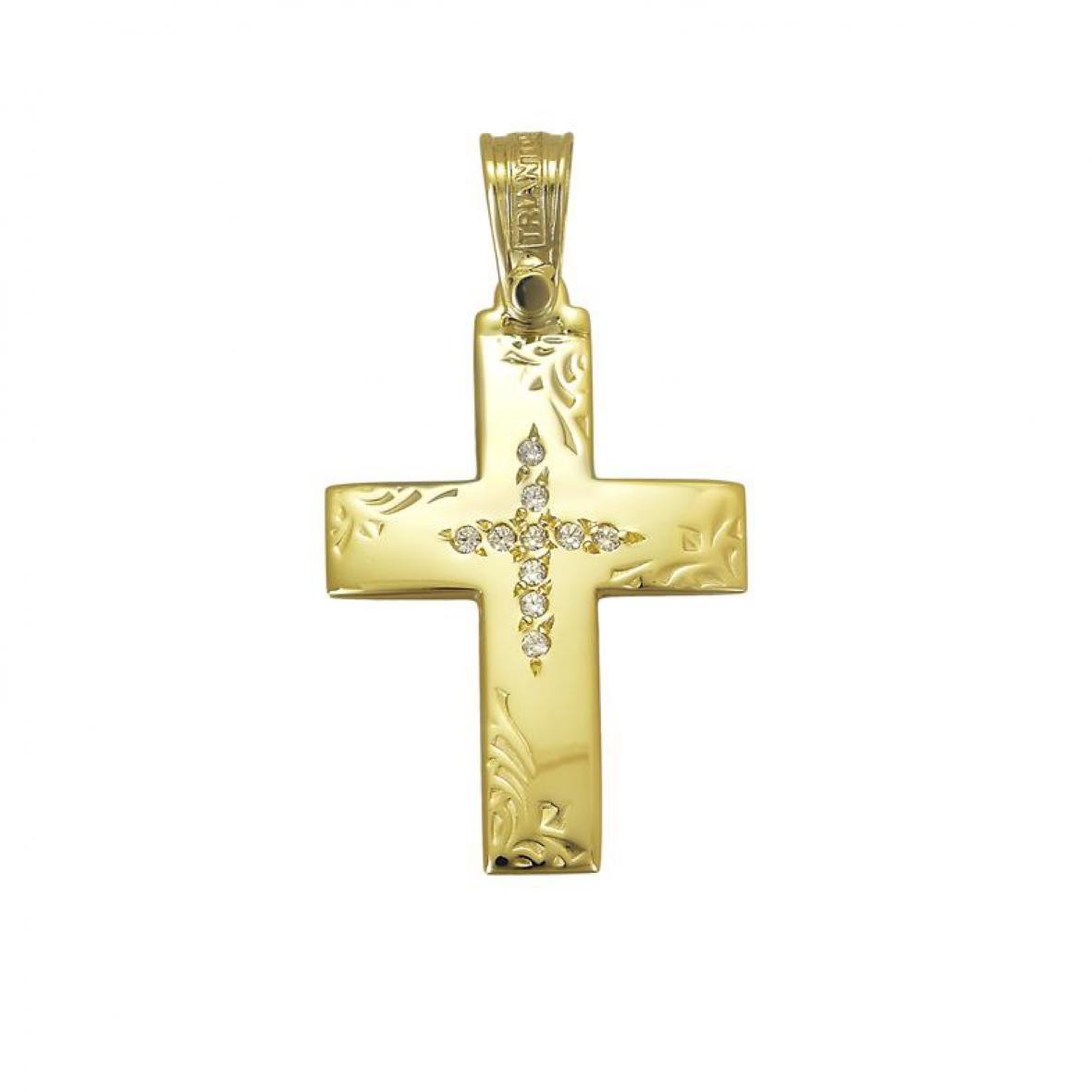 Σταυρός Triantos χρυσός με πέτρες με κωδικό ST111216