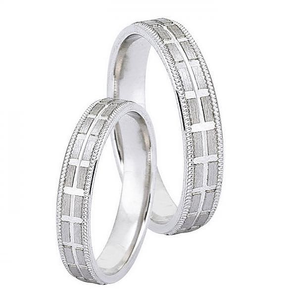 Ζευγάρι βέρες Dekagold, λευκόχρυσες 14 καρατίων. Σχέδιο 226-gsl5048