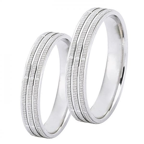 Ζευγάρι βέρες Dekagold, λευκόχρυσες 14 καρατίων. Σχέδιο 226-gsl5613-w