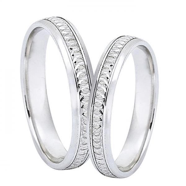 Ζευγάρι βέρες Dekagold, λευκόχρυσες  14 καρατίων. Σχέδιο gd226-060 