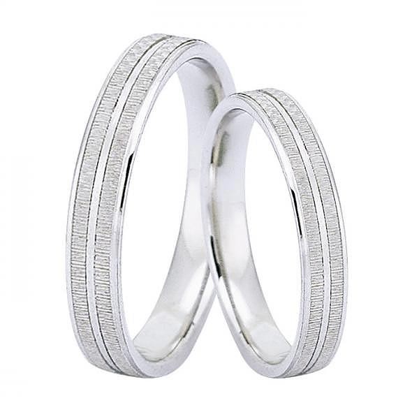 Ζευγάρι βέρες Dekagold, λευκόχρυσες 14 καρατίων. Σχέδιο gd226-g1737 