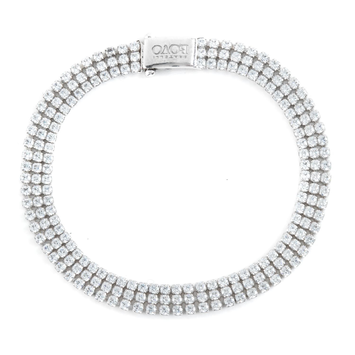 Βραχιόλι ριβιέρα λευκόχρυση τριπλή Βραχιόλι ριβιέρα λευκόχρυση τριπλή