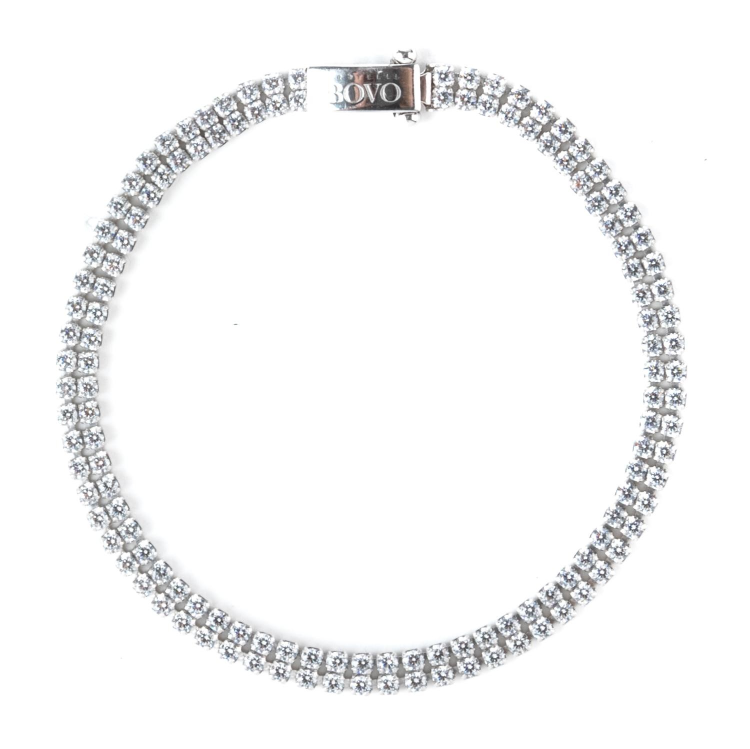 Βραχιόλι ριβιέρα λευκόχρυση διπλή Βραχιόλι ριβιέρα λευκόχρυση διπλή