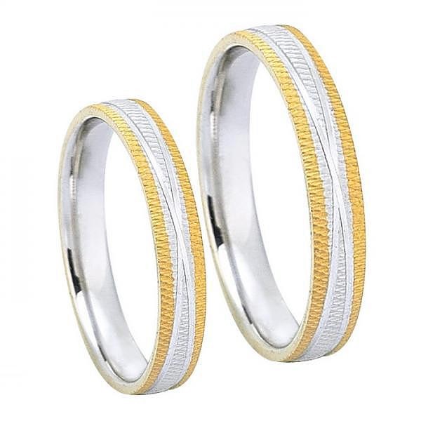 Ζευγάρι βέρες Dekagold, δίχρωμες από χρυσό και λευκόχρυσο 18 καρατίων. Σχέδιο gd226-f1740k18