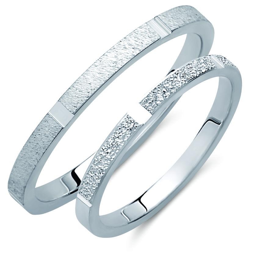 Ζευγάρι βέρες λευκόχρυσες Κ14-σχέδιο 457B