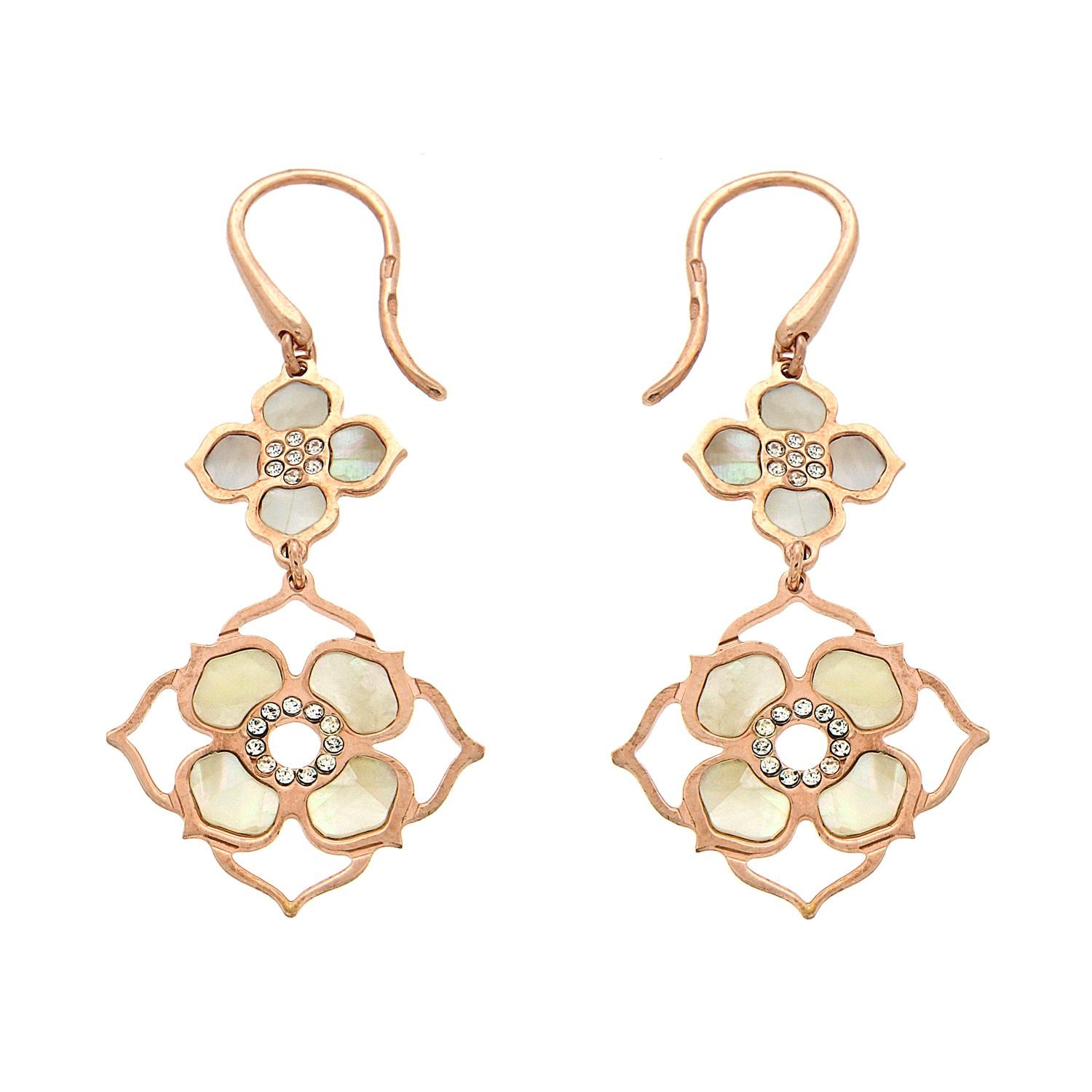 Σκουλαρίκια Roségold ρόμβοι mother of pearl