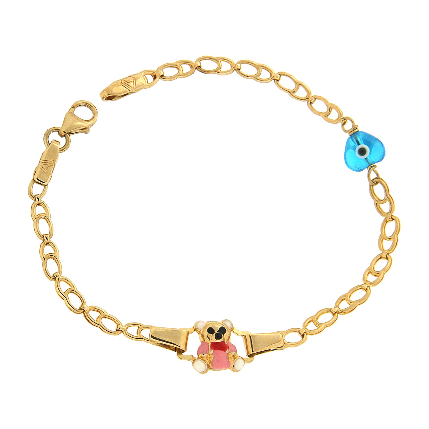 Παιδικό βραχιόλι ροζ αρκουδάκι και μάτι Παιδικό βραχιόλι ροζ αρκουδάκι και μάτι