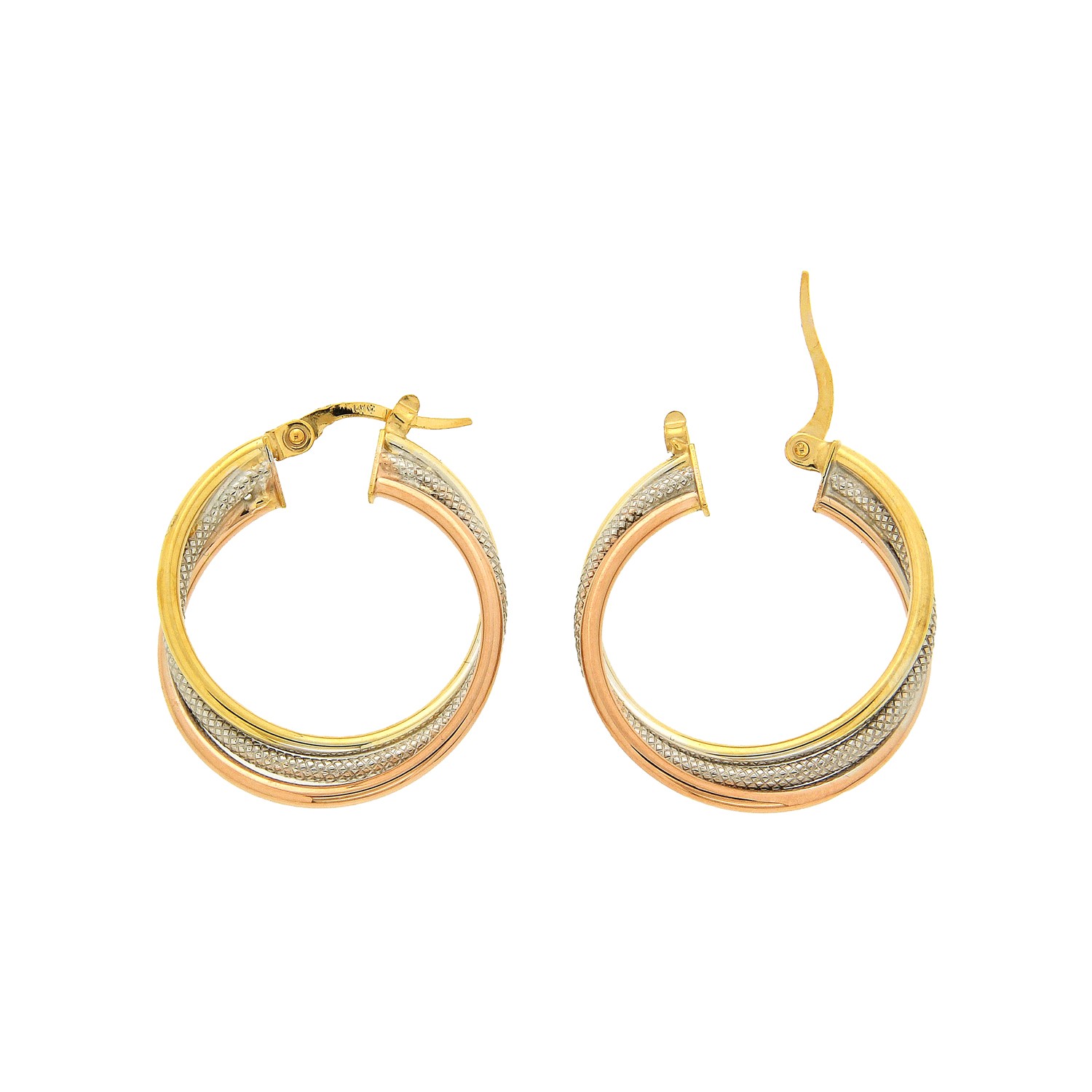 Σκουλαρίκια κρίκοι τρίχρωμοι Κ14 (585) 5228190