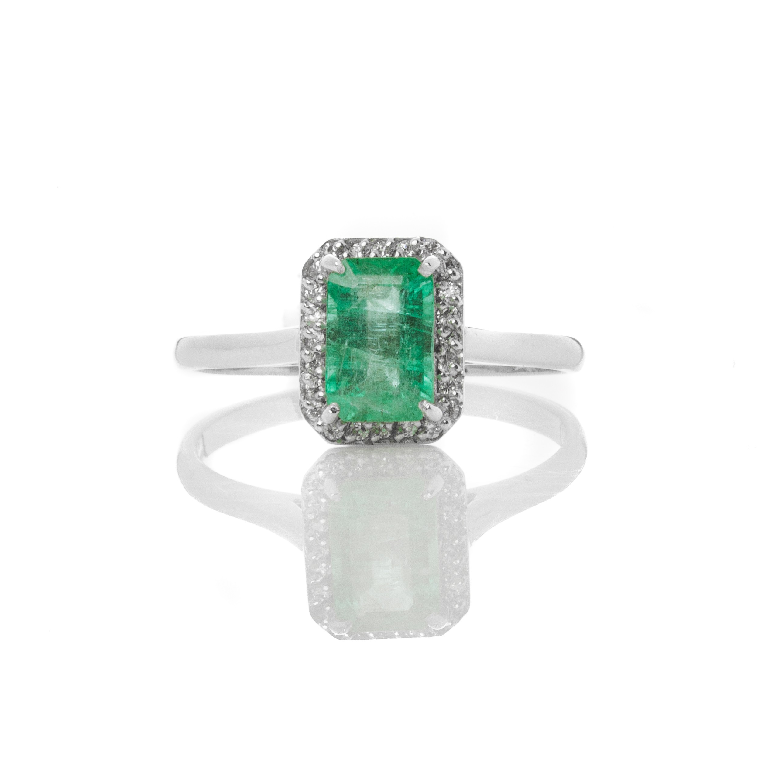 Δαχτυλίδι με διαμάντια και σμαράγδι 0.35ct