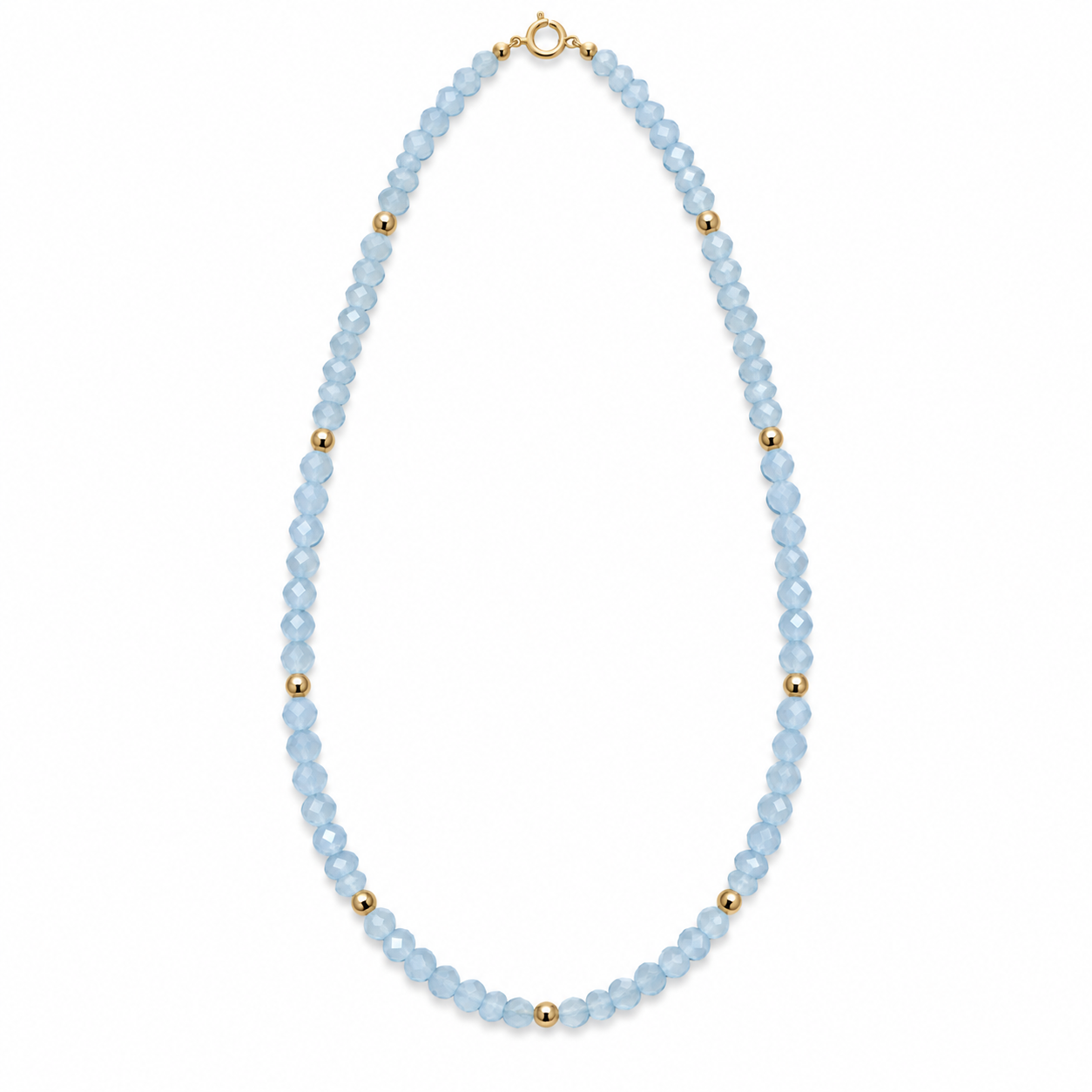 Κολιέ με ορυκτές aquamarine & μπίλιες