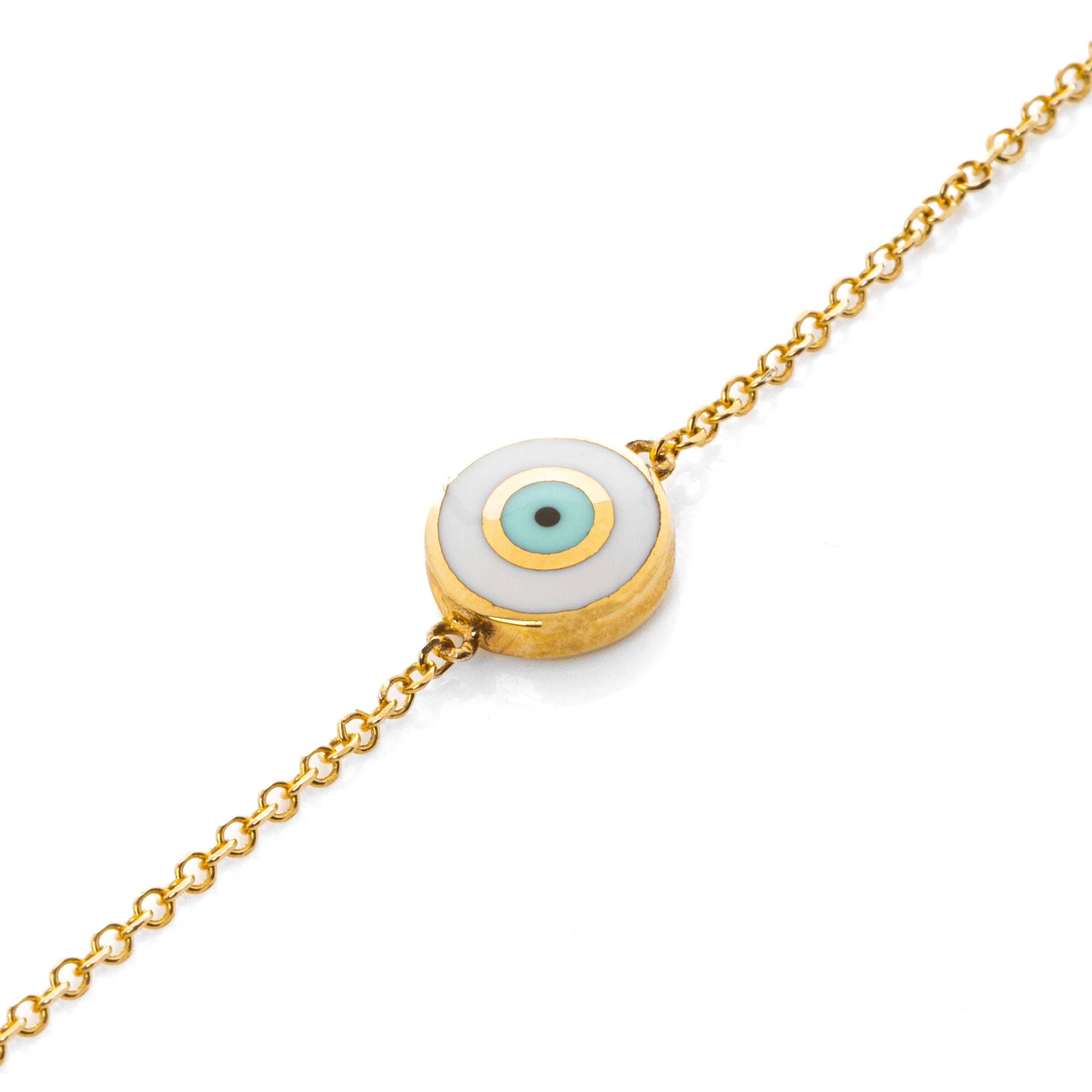 Βραχιόλι μάτι λευκό στρογγυλό double faced