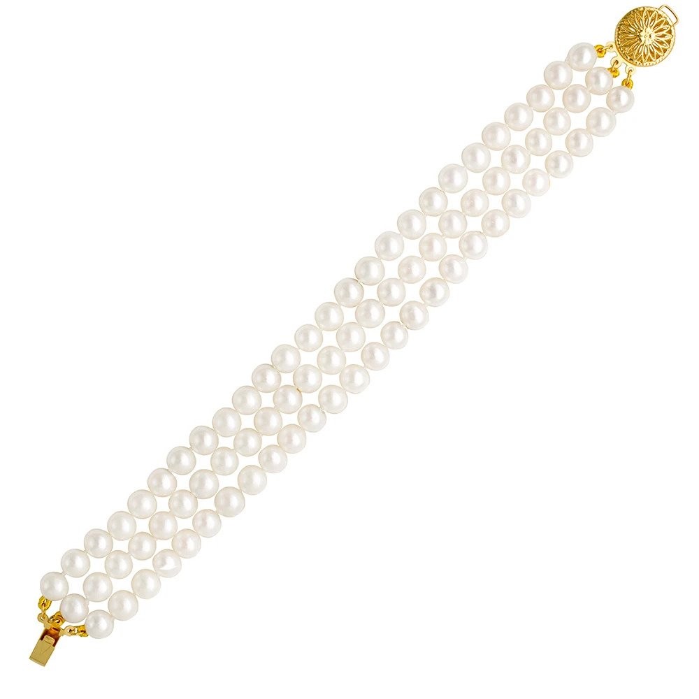 Βραχιόλι τρεις σειρές μαργαριτάρια 6-6.5mm